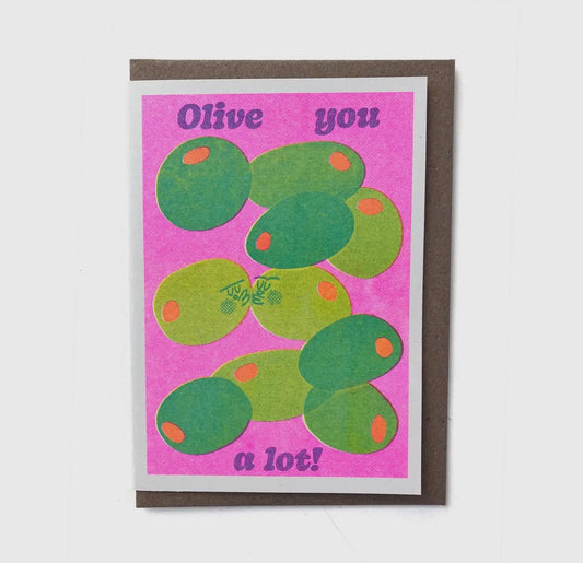 Olive You A Lot! A6 Riso Greetings Card