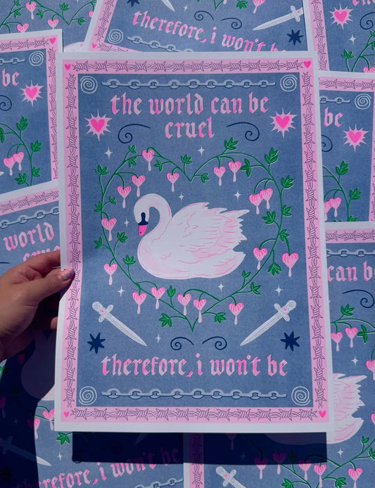 The World Can Be Cruel A3 Risograph Print