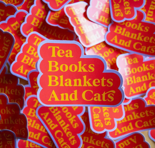 Tea, Books, Blankets and Cats Vinyl Sticker