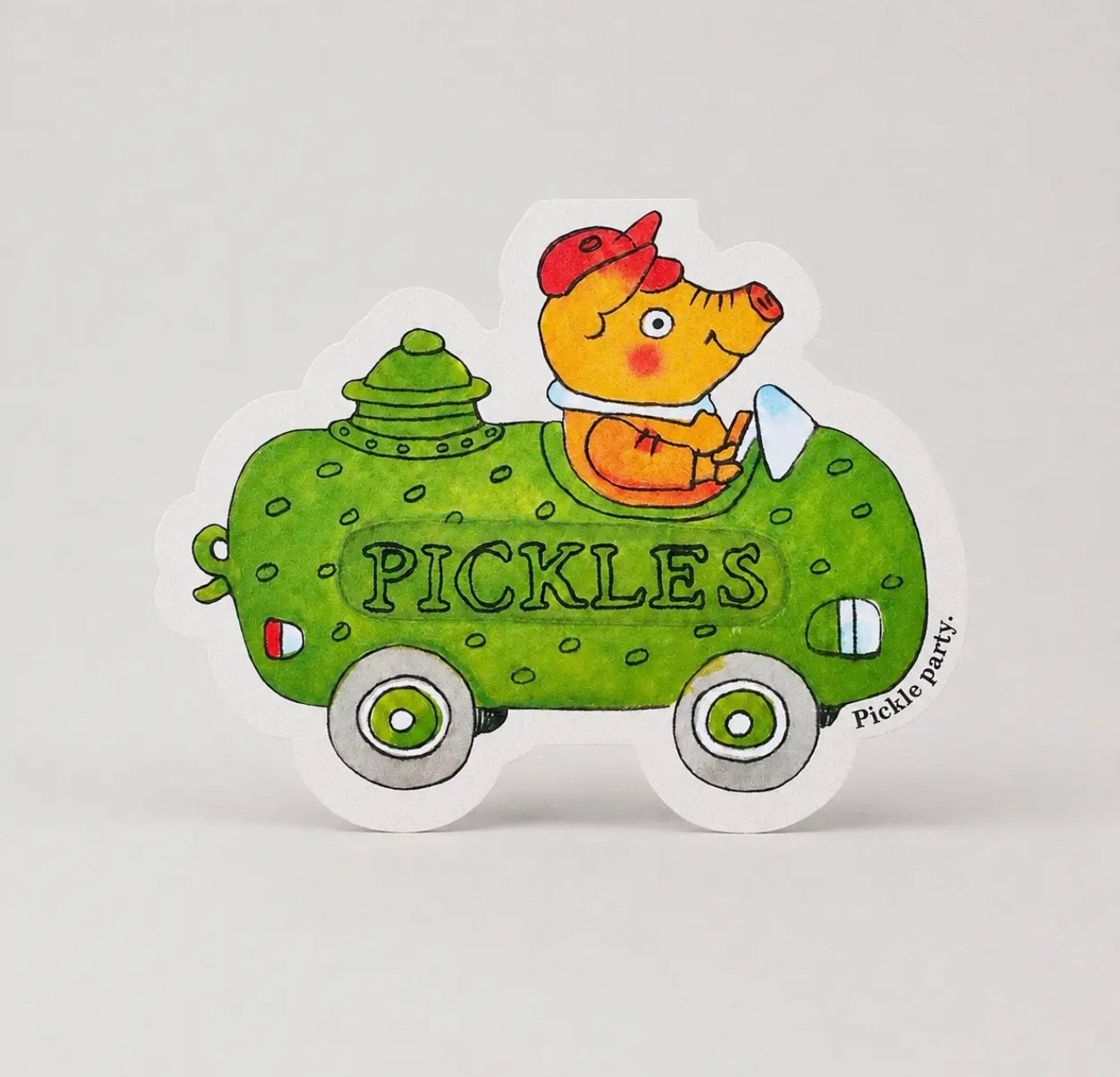 Pickle Pig Car Die Cut Card