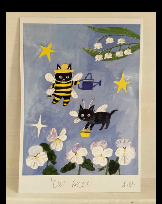 Cat Bees Print