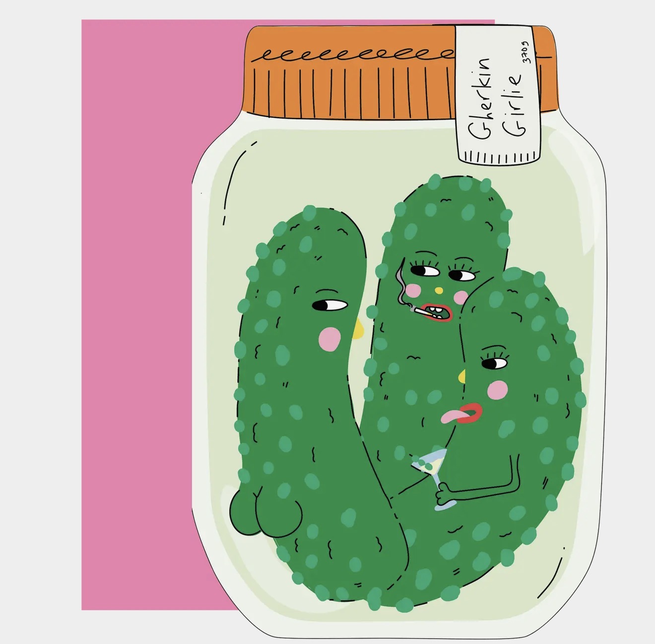 Gherkin Girlie Die Cut Greeting Card