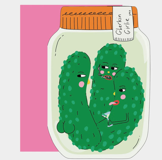 Gherkin Girlie Die Cut Greeting Card