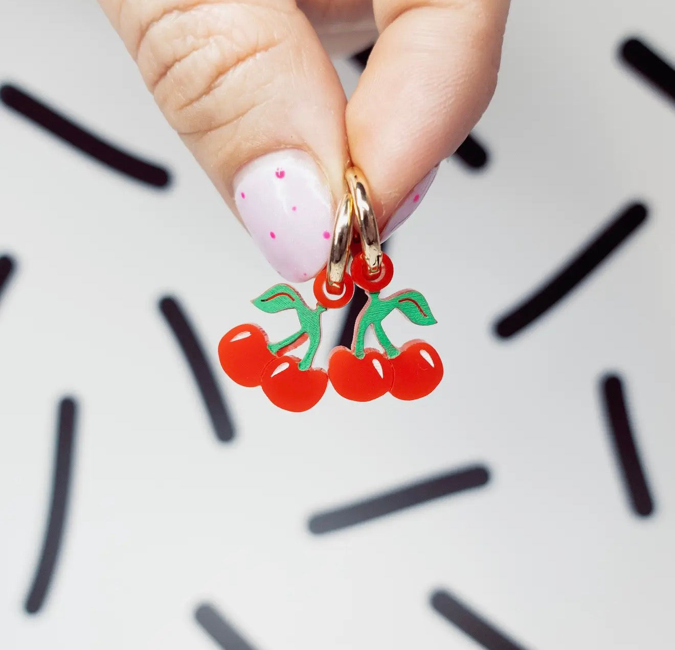 Cherries Huggie Earrings