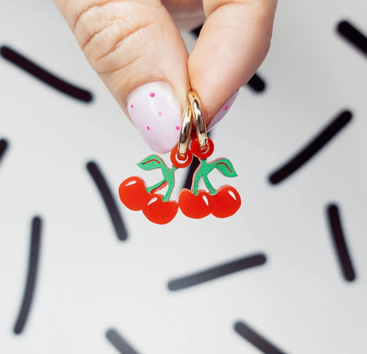 Cherries Huggie Earrings