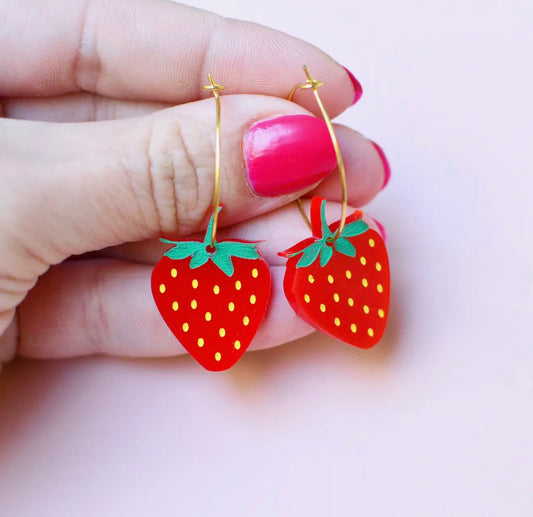 Strawberry Hoop Earrings