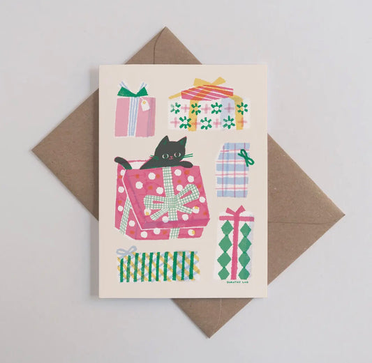 Kitty & Gift Boxes Greetings Card