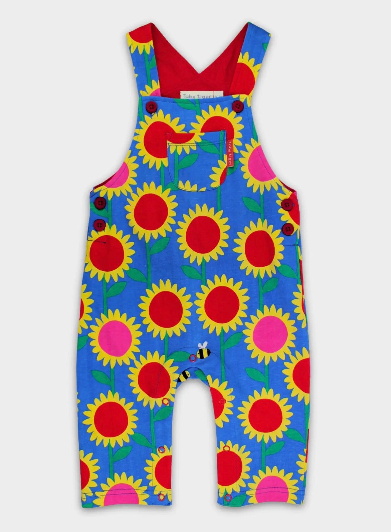 Organic Sunflower Bee Print Dungarees