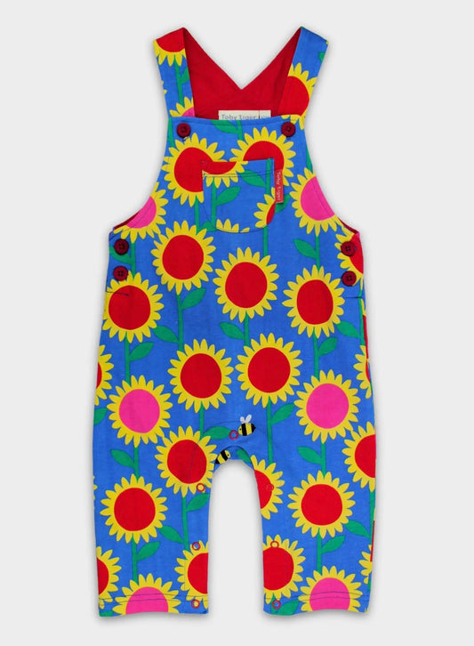 Organic Sunflower Bee Print Dungarees
