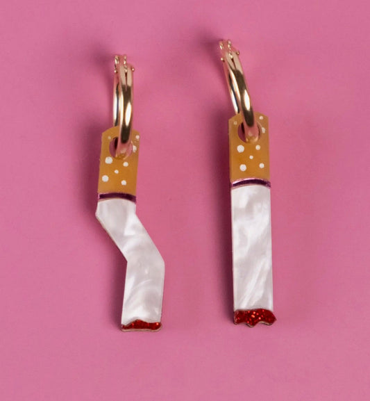 Cigarette Hoop Earrings