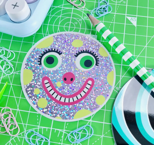 Mr Blobby Glittery Sticker