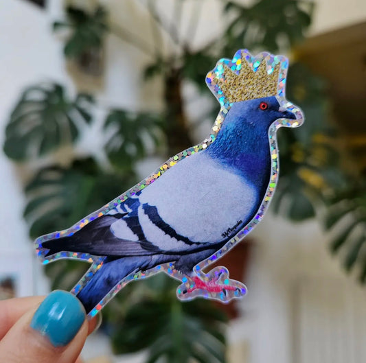 Queen Pigeon Glitter Sticker