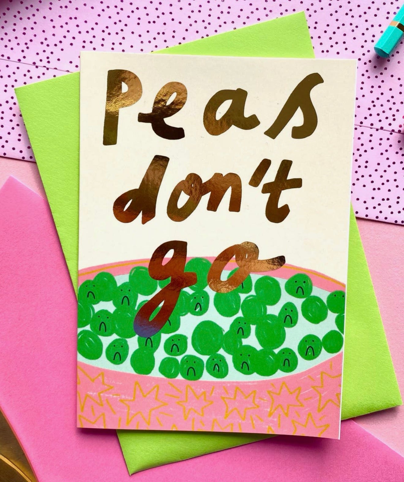 Peas Don’t Go Greeting Card
