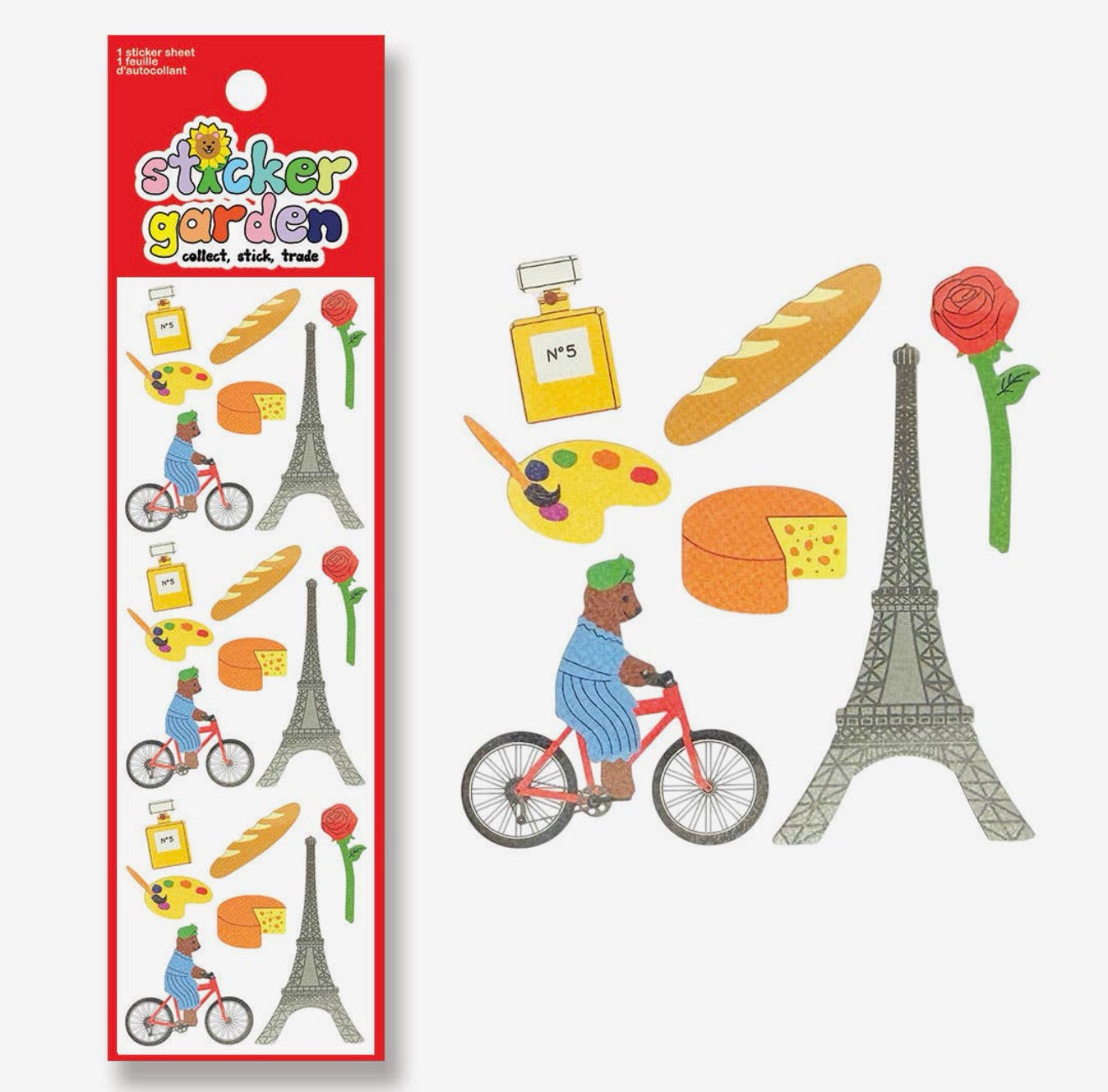 Twinkle Bear Biking in Paris Stickers