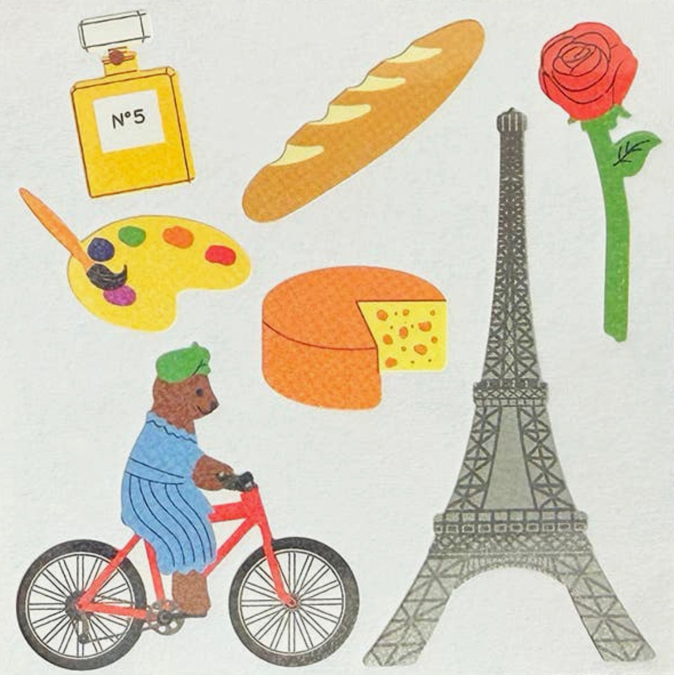 Twinkle Bear Biking in Paris Stickers