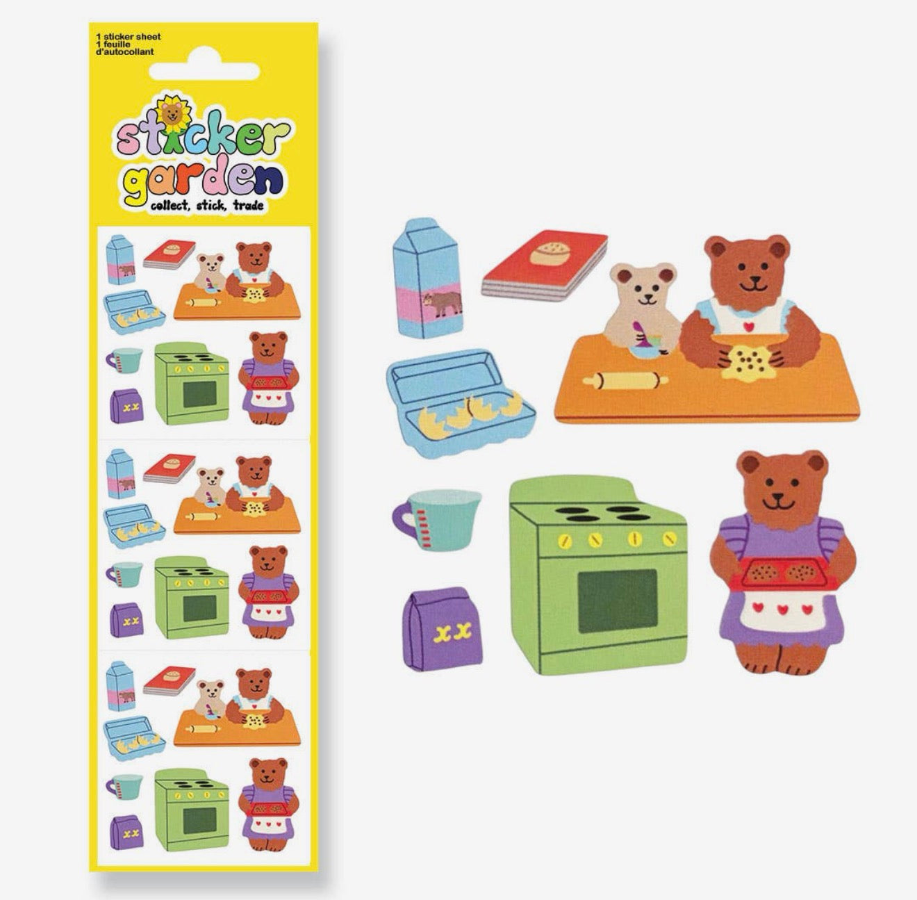Glossy Baking Bears Stickers