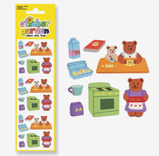Glossy Baking Bears Stickers