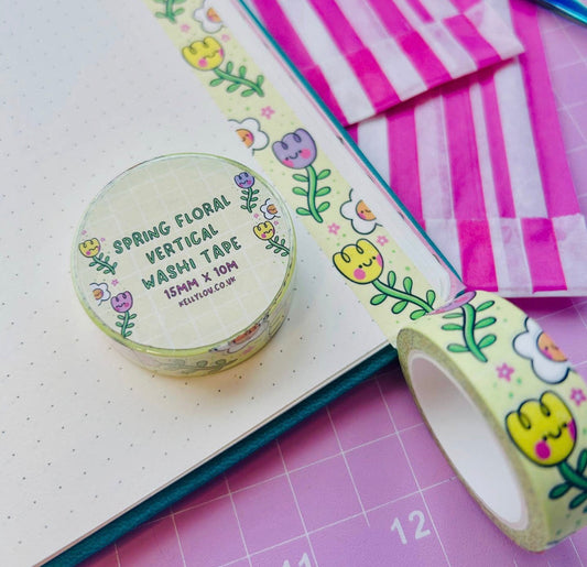 Yellow Spring Floral Vertical Washi Tape