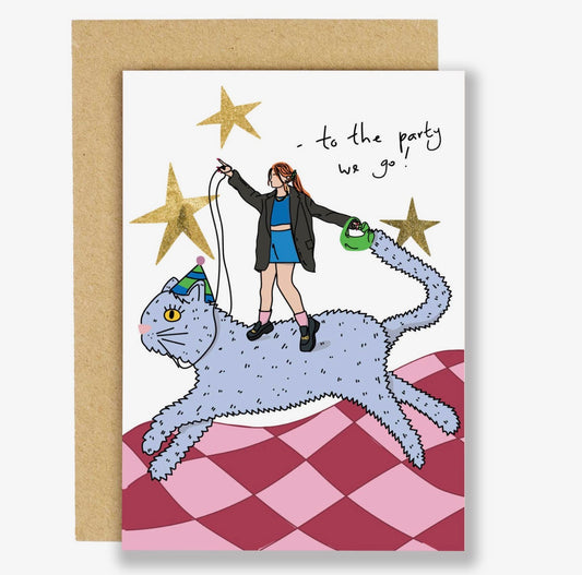 To the Party We Go Birthday Card