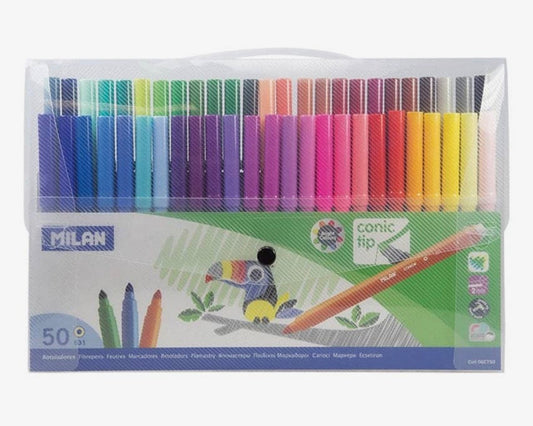 Milan 631 Fibre Tip Markers – Set of 50 (Conic Tip)