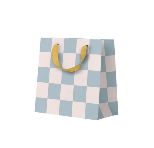 Pale Blue Checkerboard Small Gift Bag