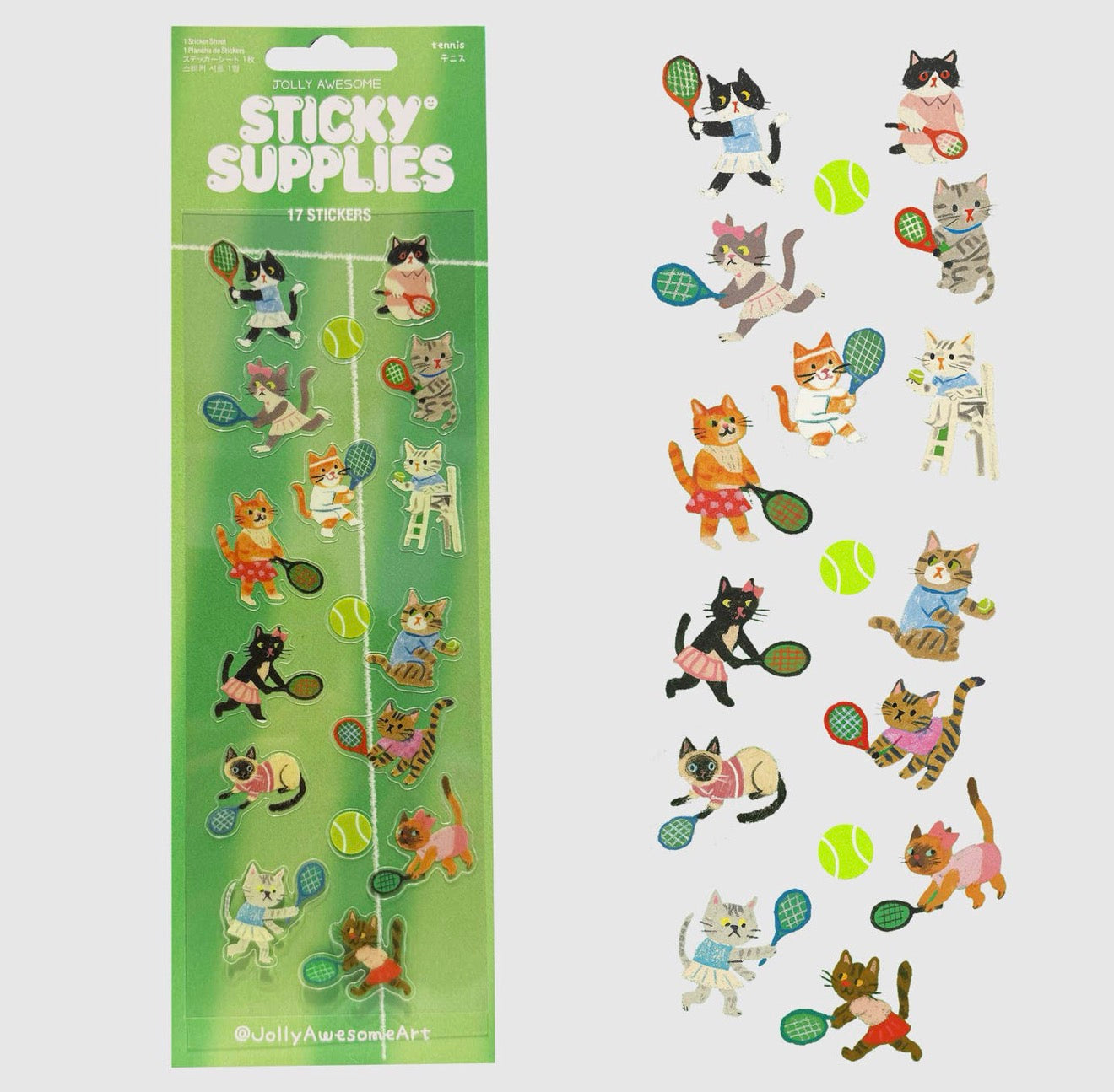 Tennis Cats Sticker Sheet