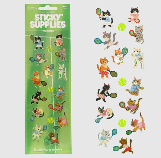 Tennis Cats Sticker Sheet