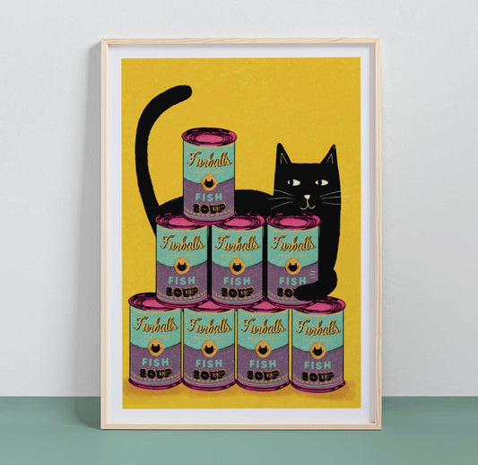 Andy Pawhol Fish Tins Cat Print