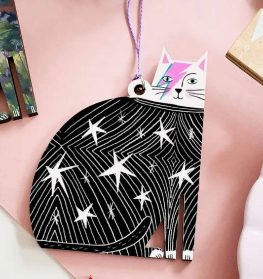 Kitty Starfluff Wooden Cat Hanging Decoration