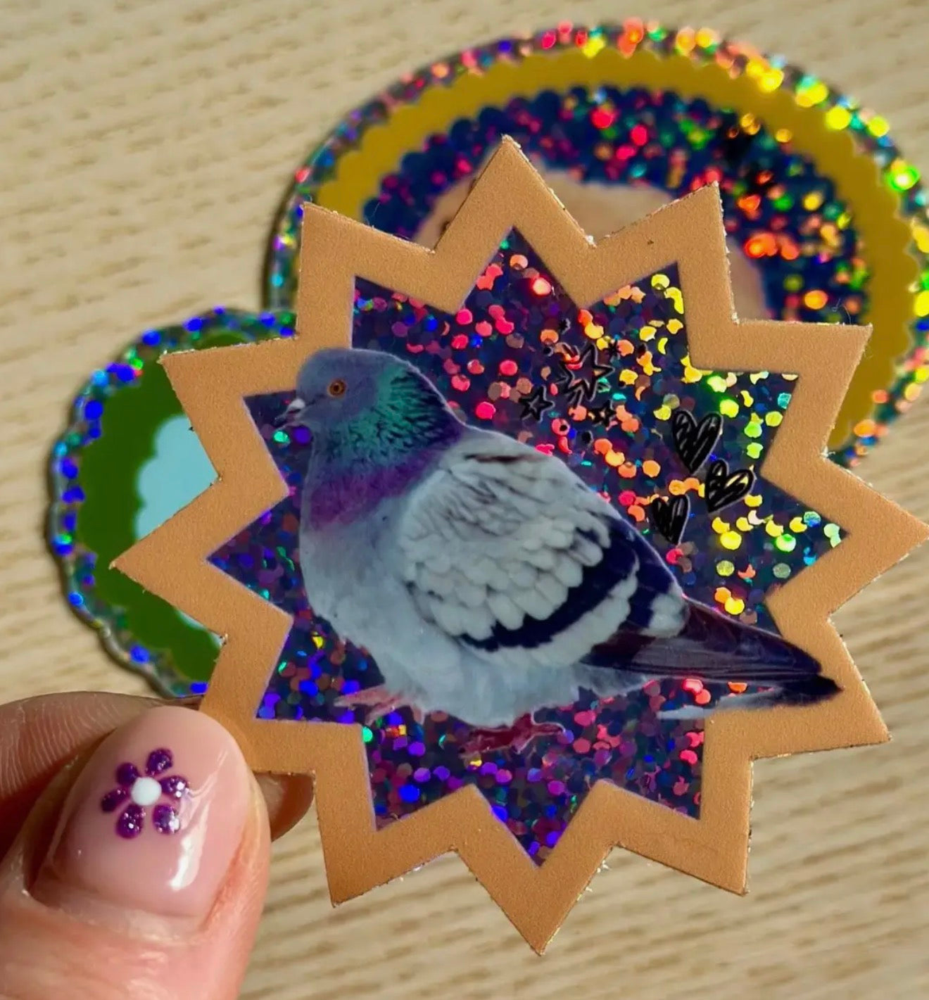 Disco Pigeon Glitter Sticker