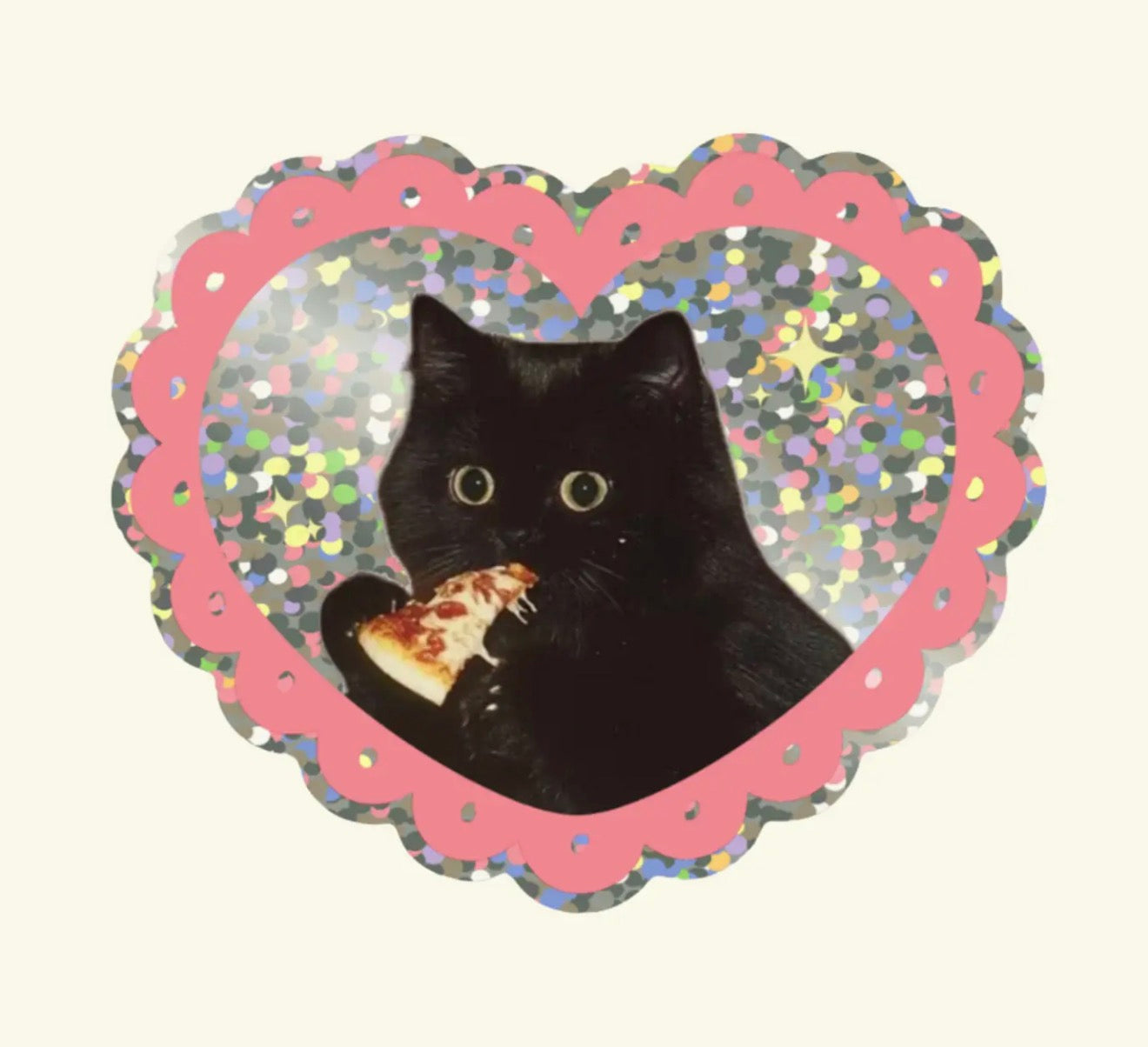 Pizza Cat Glitter Sticker