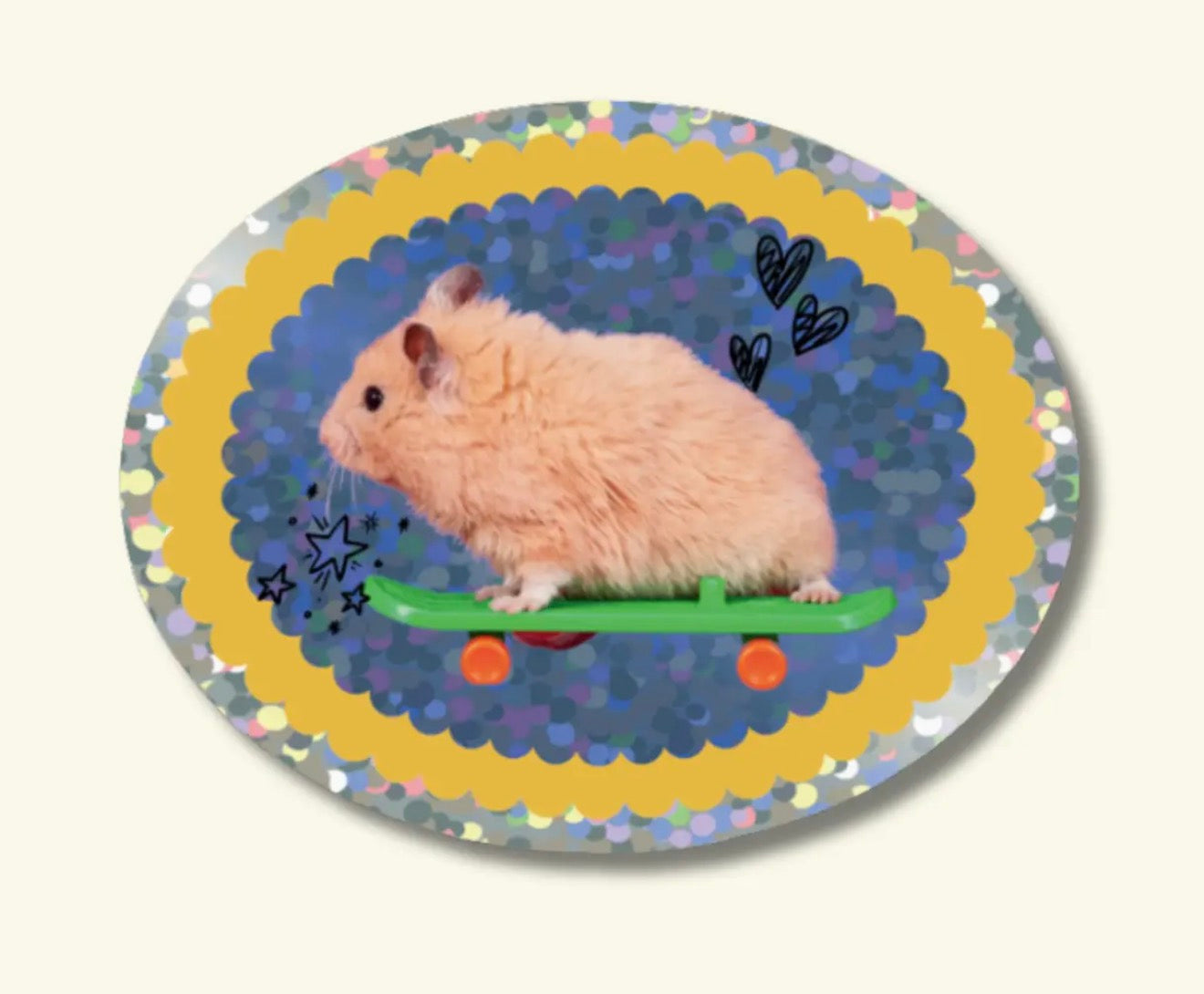Skateboard Hamster Glitter Sticker