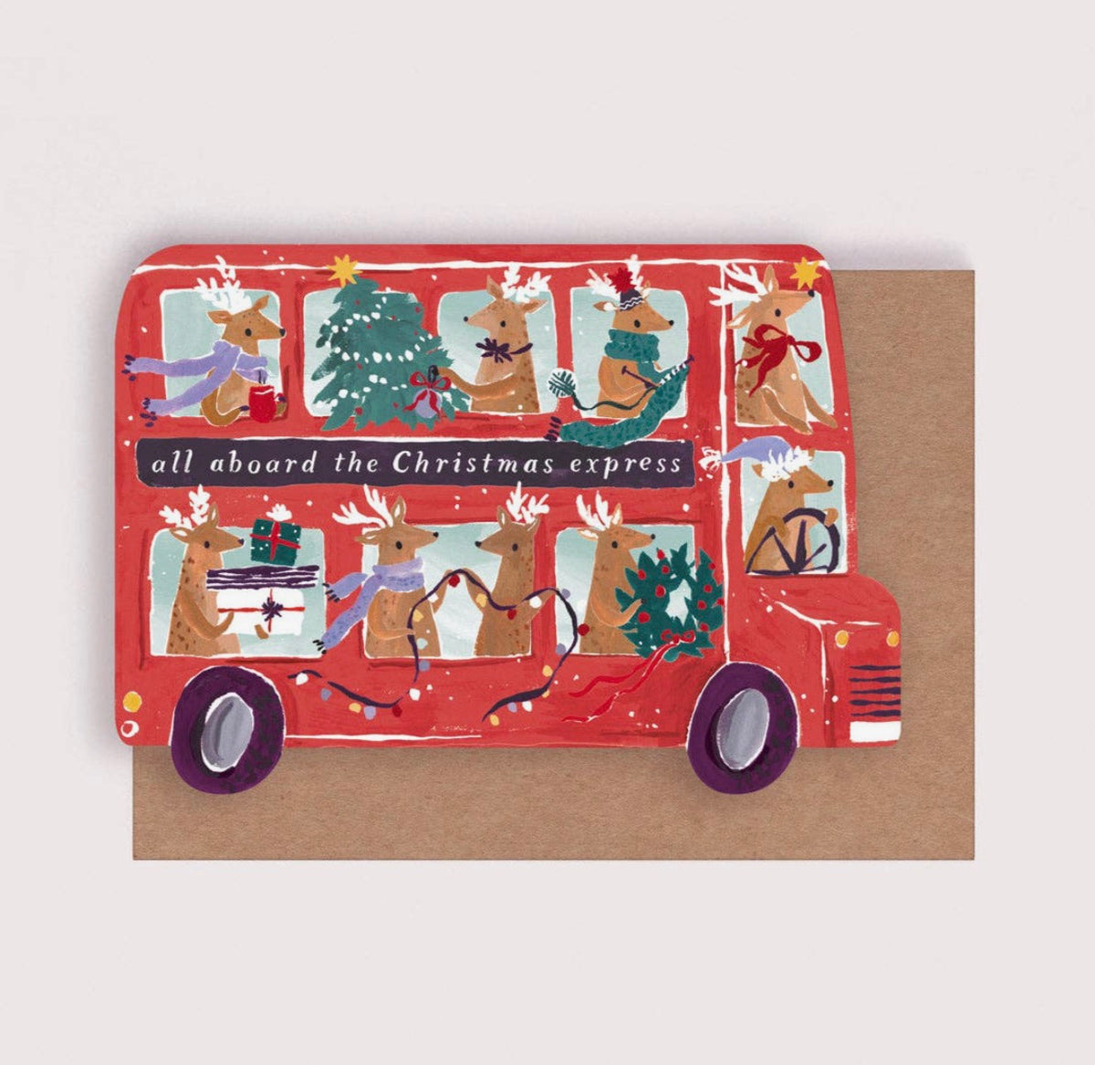 Reindeer Bus Christmas Card