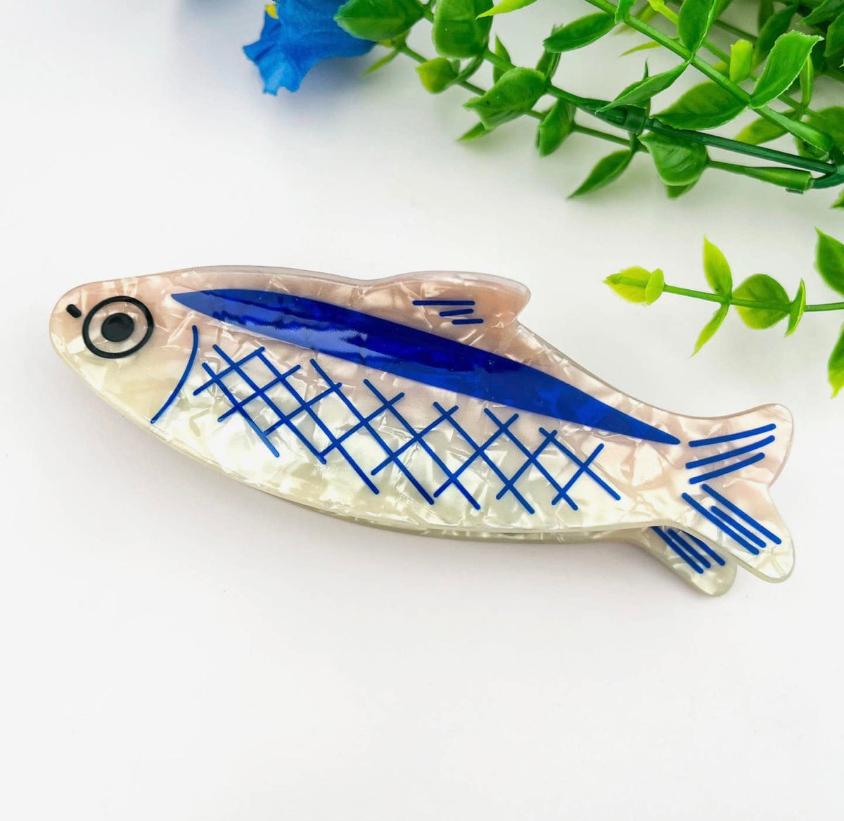 Sardine Print Acrylic Hair Claw Clip