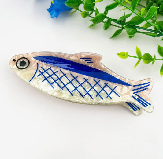 Sardine Print Acrylic Hair Claw Clip
