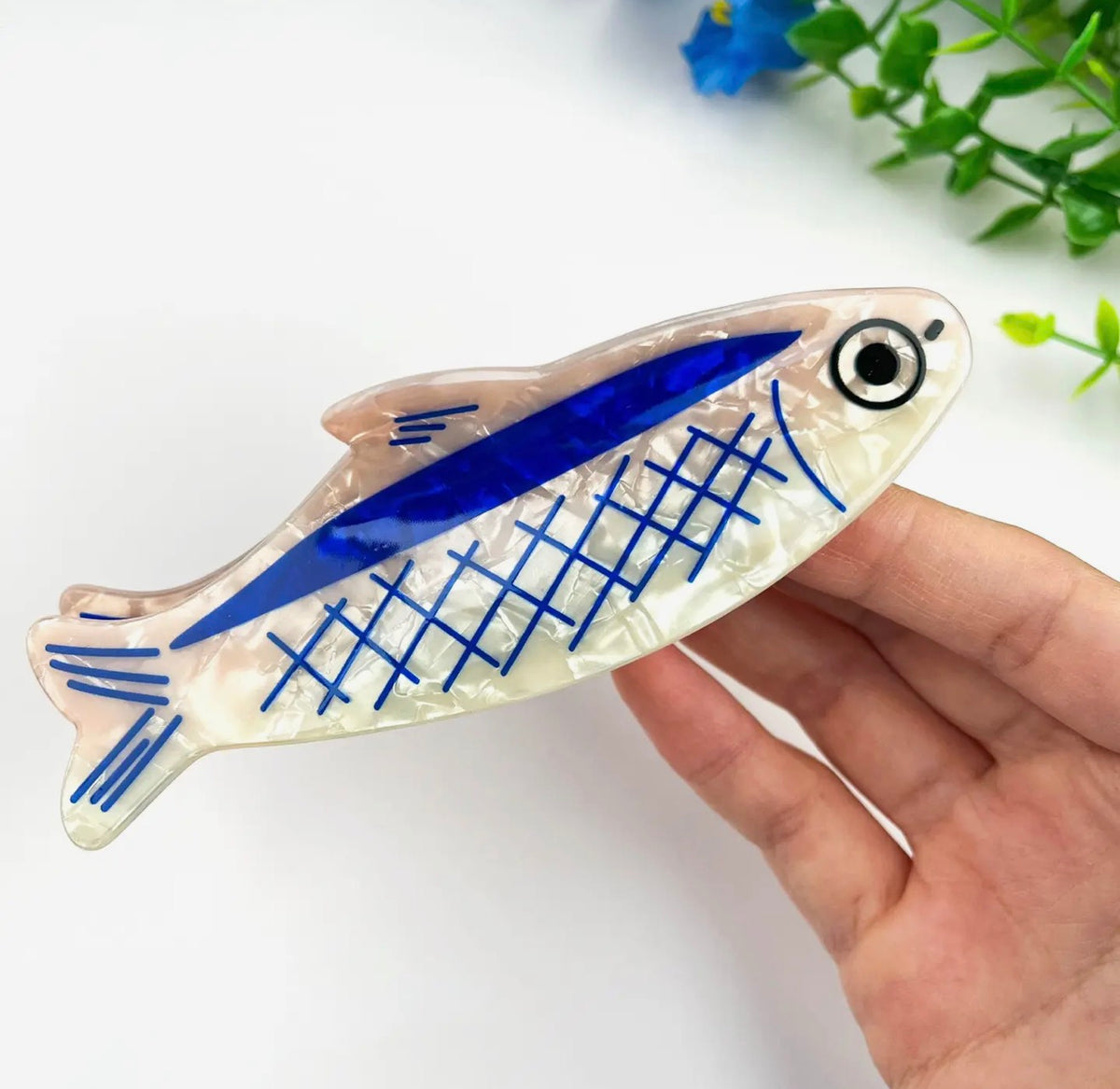 Sardine Print Acrylic Hair Claw Clip