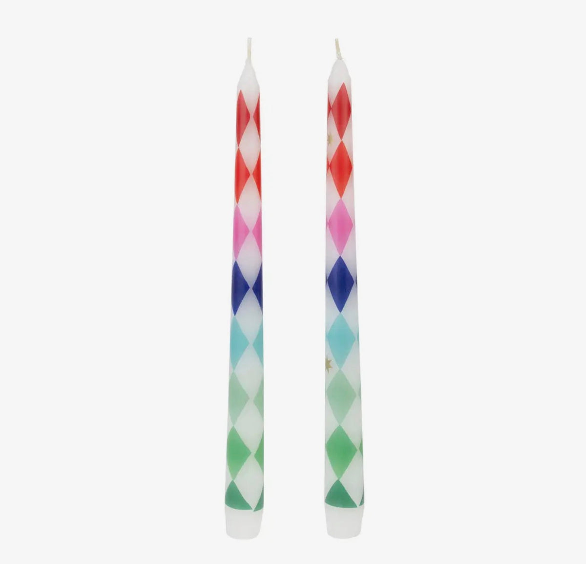 Mixed Colour Harlequin Taper Dinner Candles