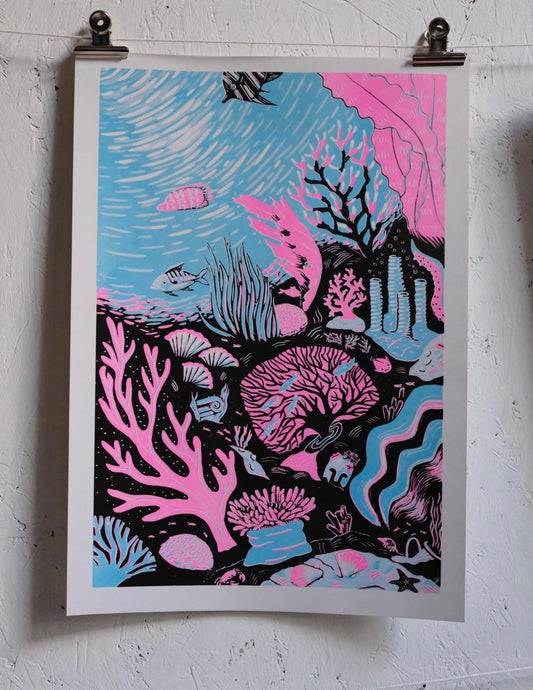 Coral Reef A3 Risograph Print