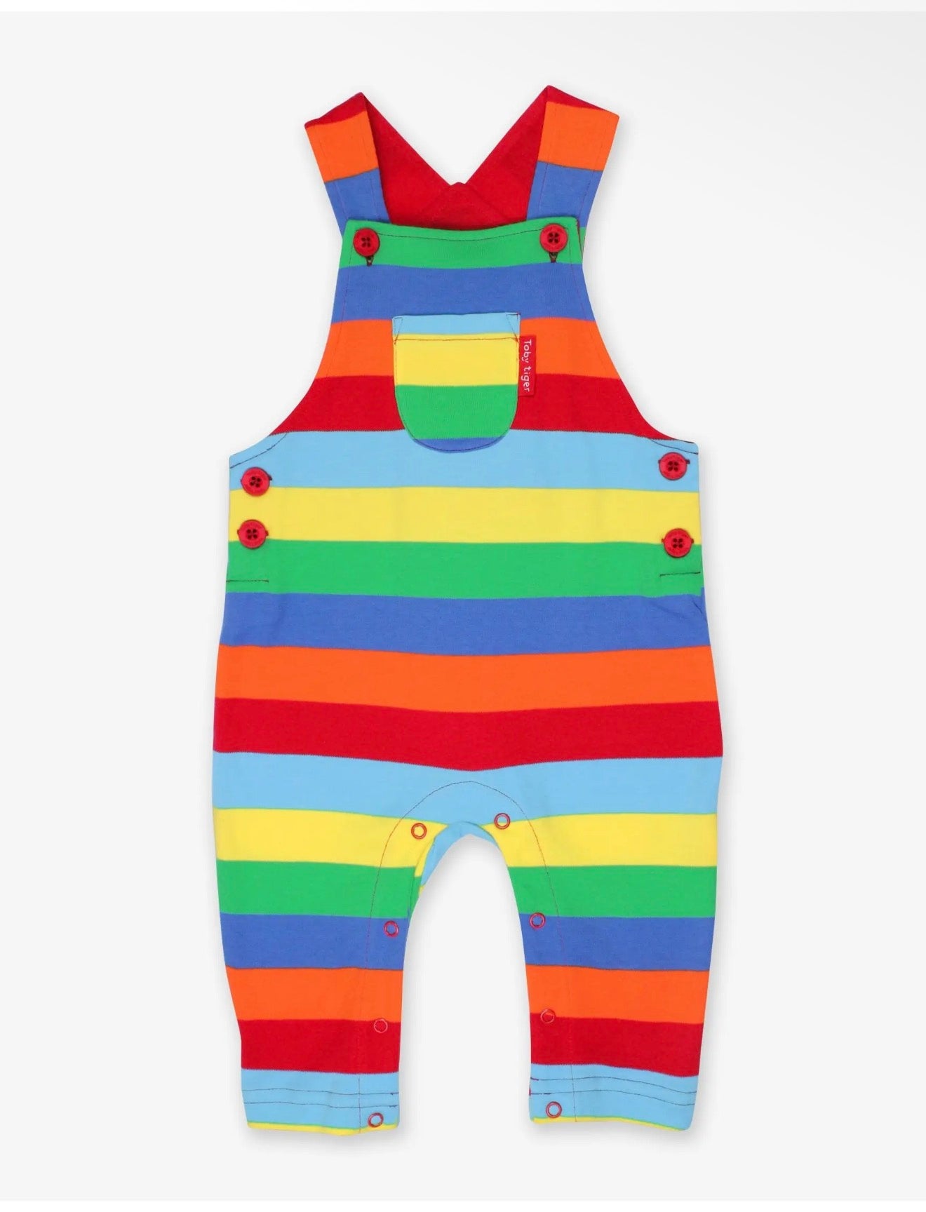Organic Multi Stripe Dungarees - 3-6 Months