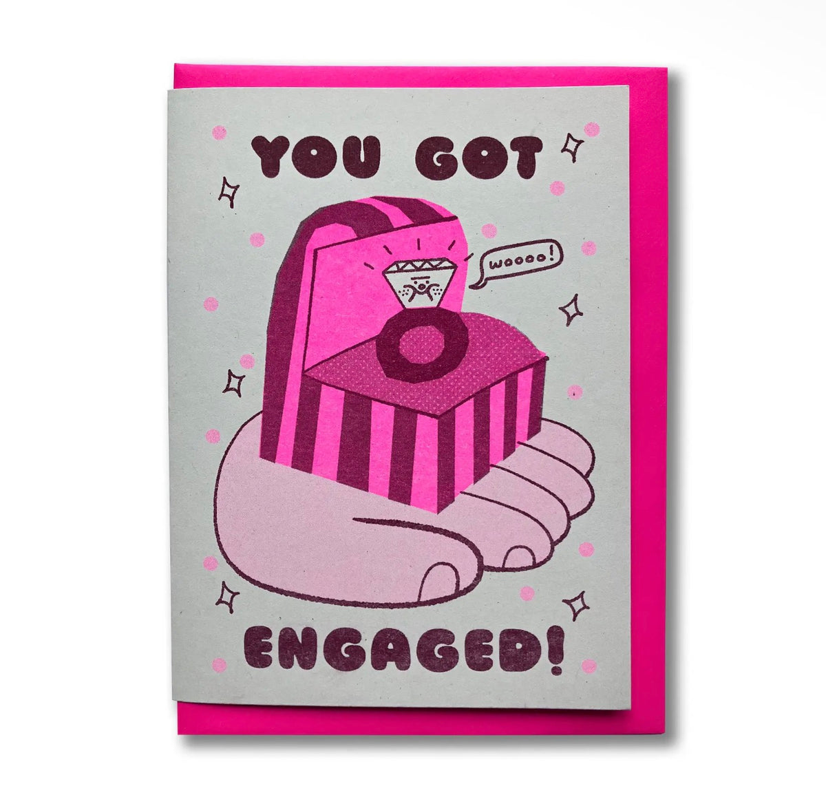 You Got Engaged! A6 Riso Greetings Card