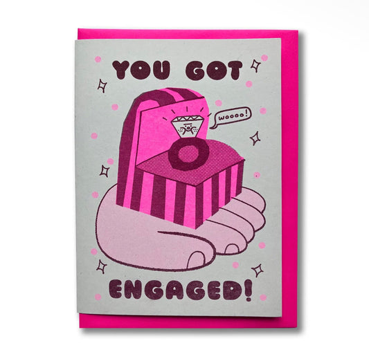 You Got Engaged! A6 Riso Greetings Card