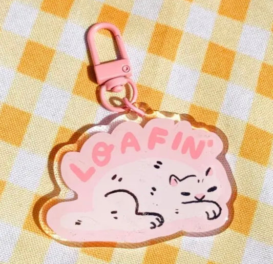 Loafin Cat Acrylic Keychain Charm