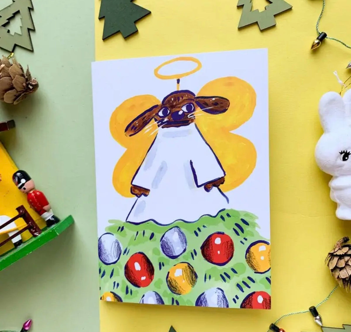 Angel Dog Christmas Card