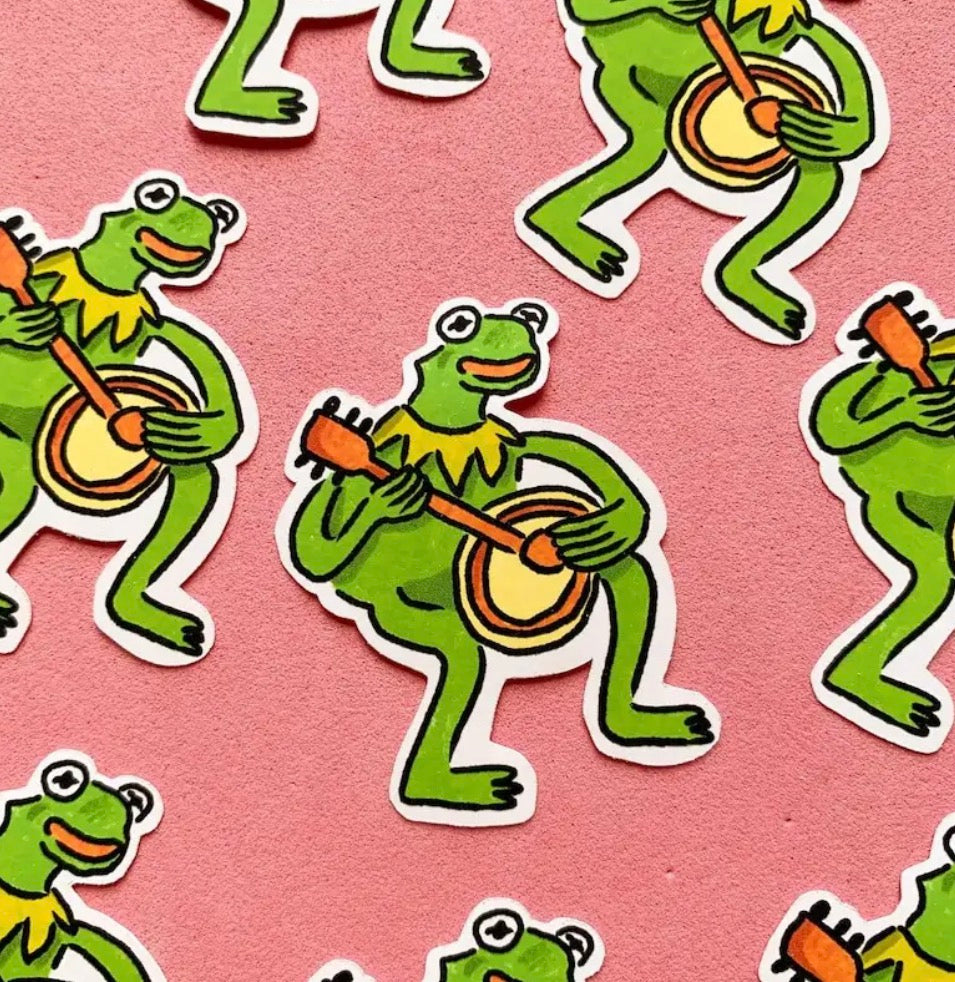 Banjo Frog Matt Vinyl Sticker