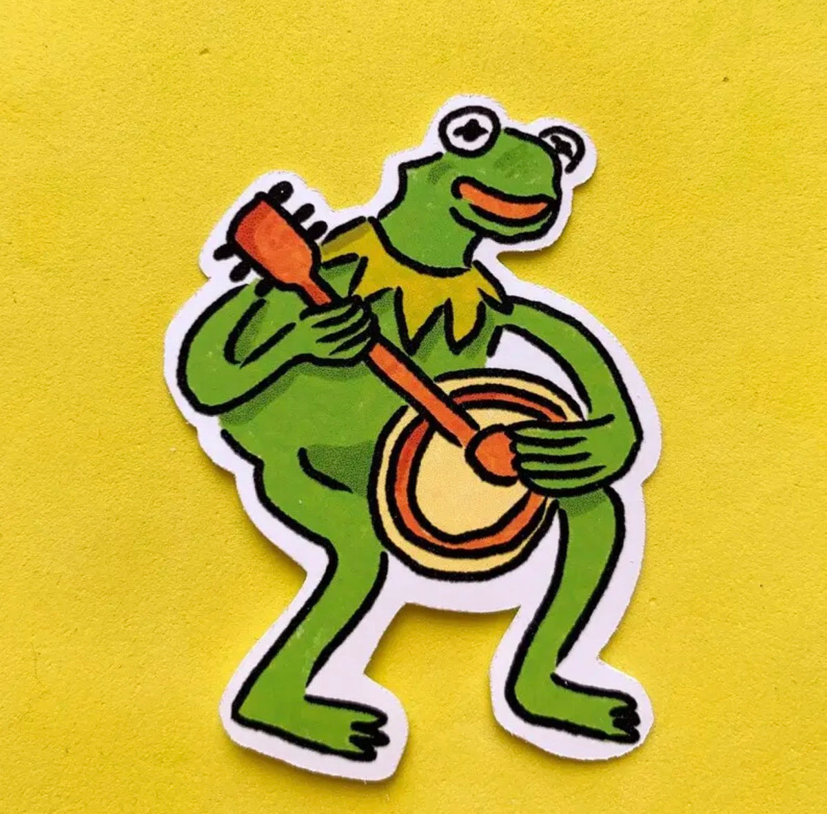 Banjo Frog Matt Vinyl Sticker