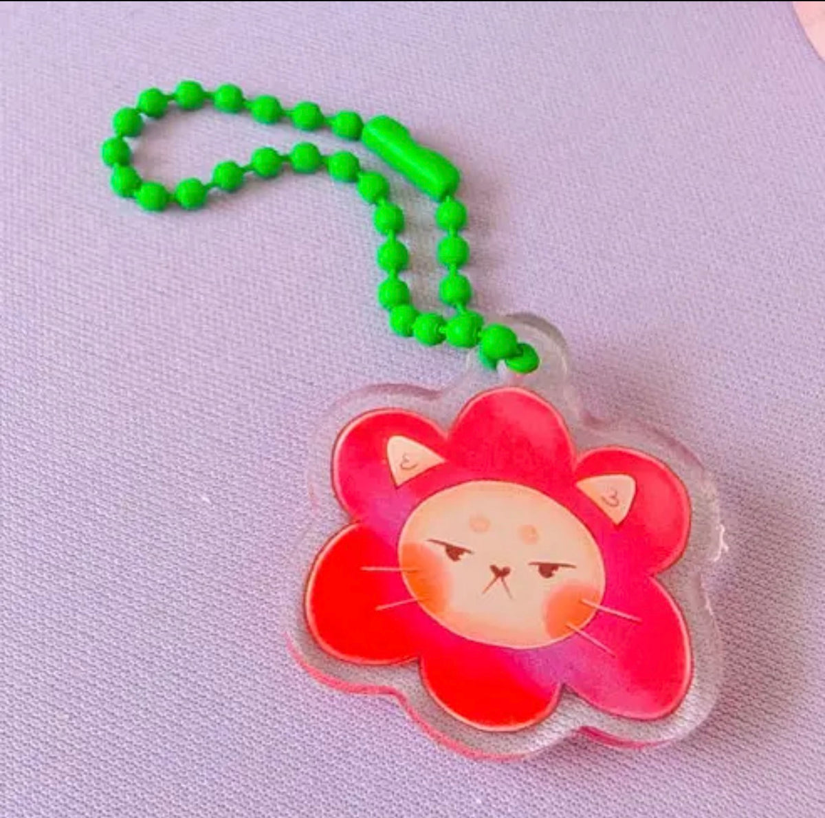 Grumpy Flower Cat Small Acrylic Charm