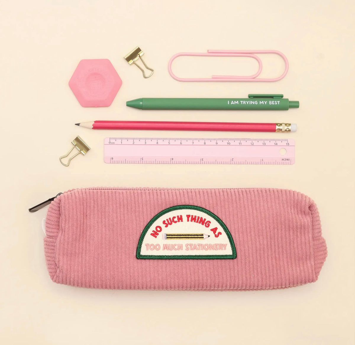 No Such Thing As Too Much Stationery Pink Pencil Case