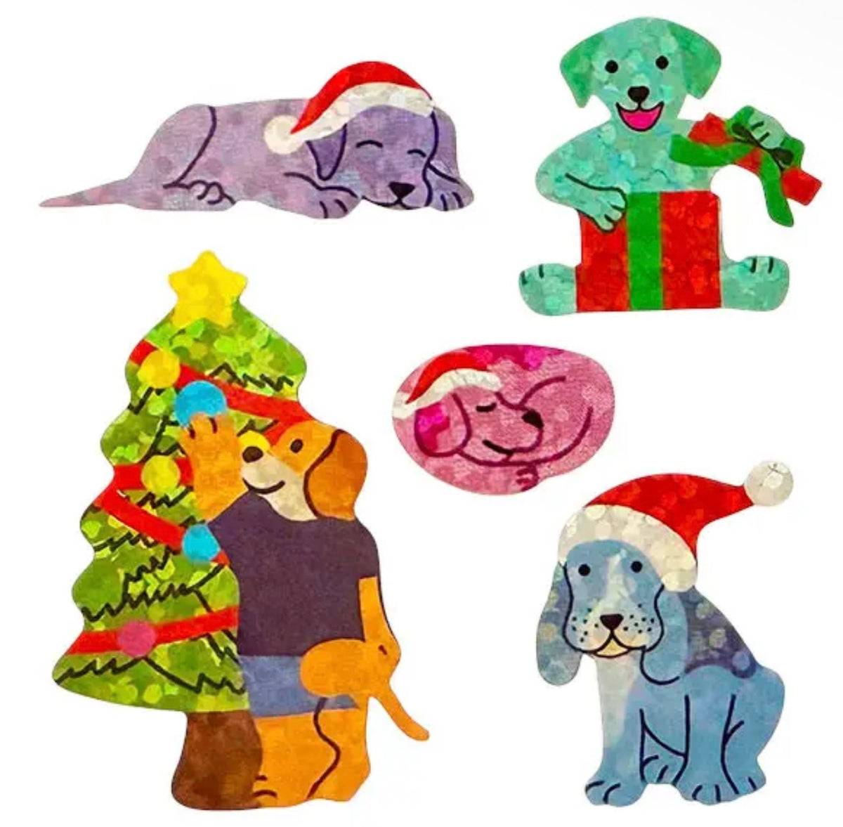 Sparkle Dogs Enjoying Christmas Stickers