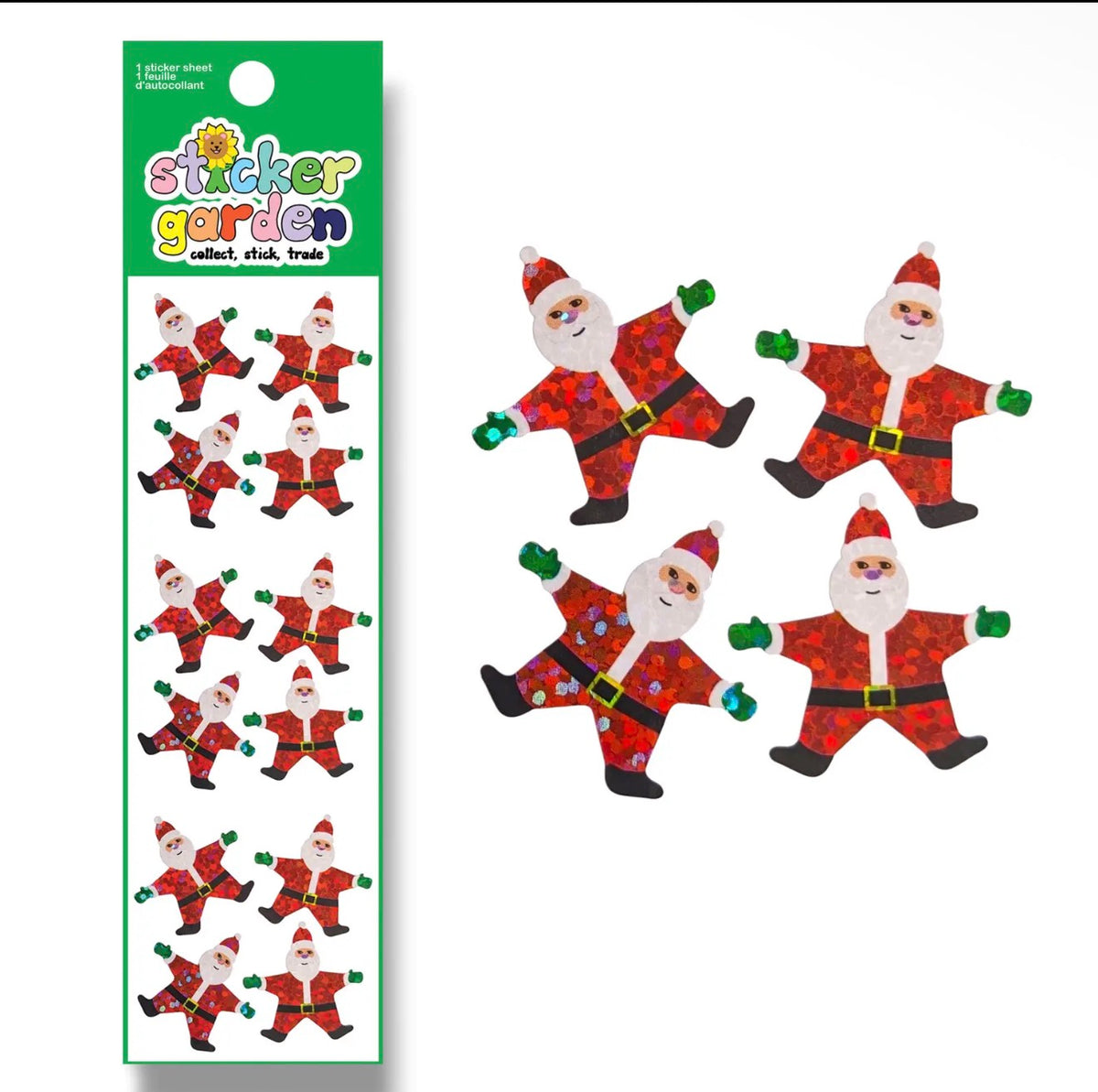 Sparkle Santa Christmas Sticker Sheet