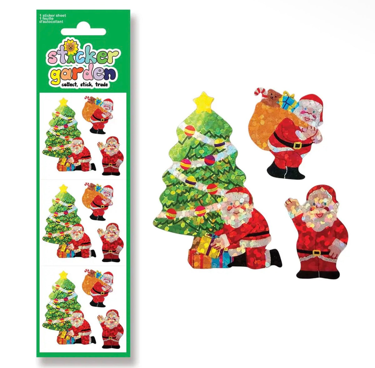 Sparkle Jolly Ol' Santa Christmas Sticker Sheet